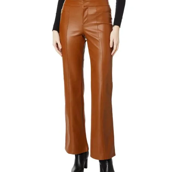 NWT Free People High Waist Faux Leather Flare Pants 6 - Picture 1 of 6
